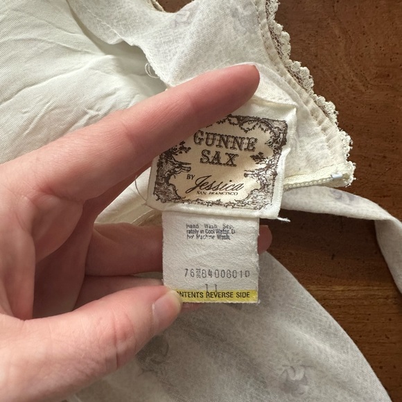 SOLD 70s Gunne Sax Sleeveless Midi Prairie Dress white Hippy Boho VTG - Picture 5 of 10